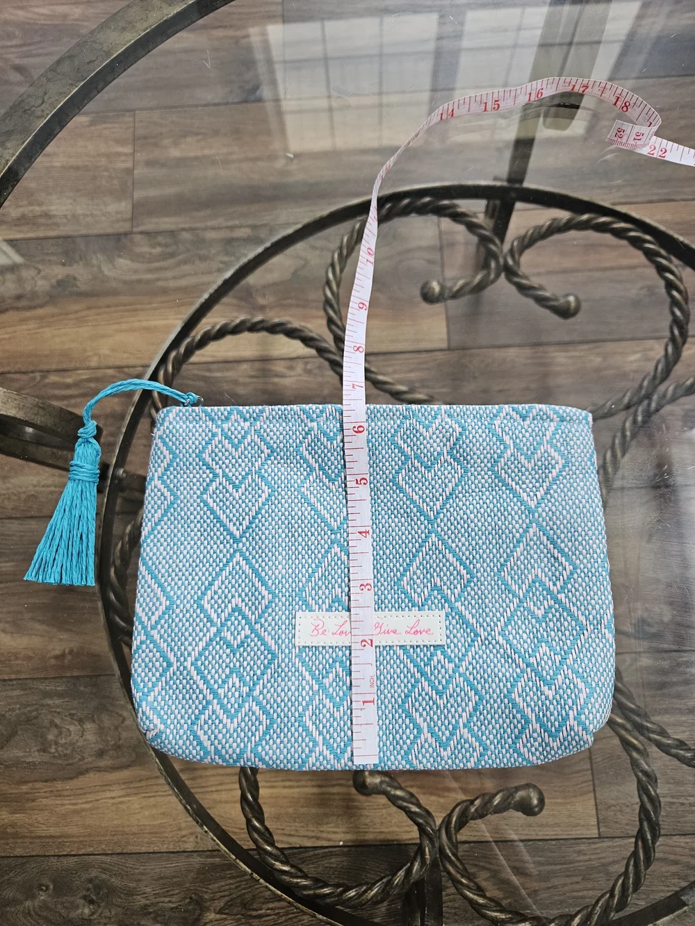 *NWOT* JOSIE MARAN Turquoise Woven Tassel Cosmetic Pouch
